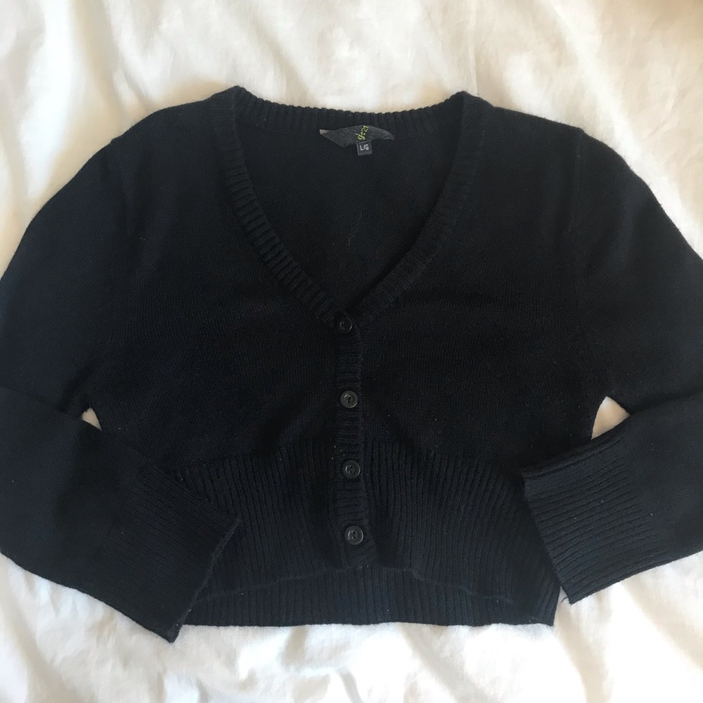 Black cropped button up sweater size L/G